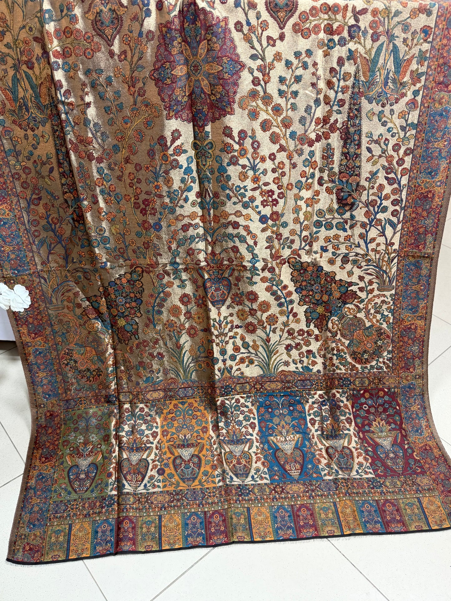 Moonlight Kani Silk Shawl, Wedding Wrap Perfect Gift Made in Kashmir