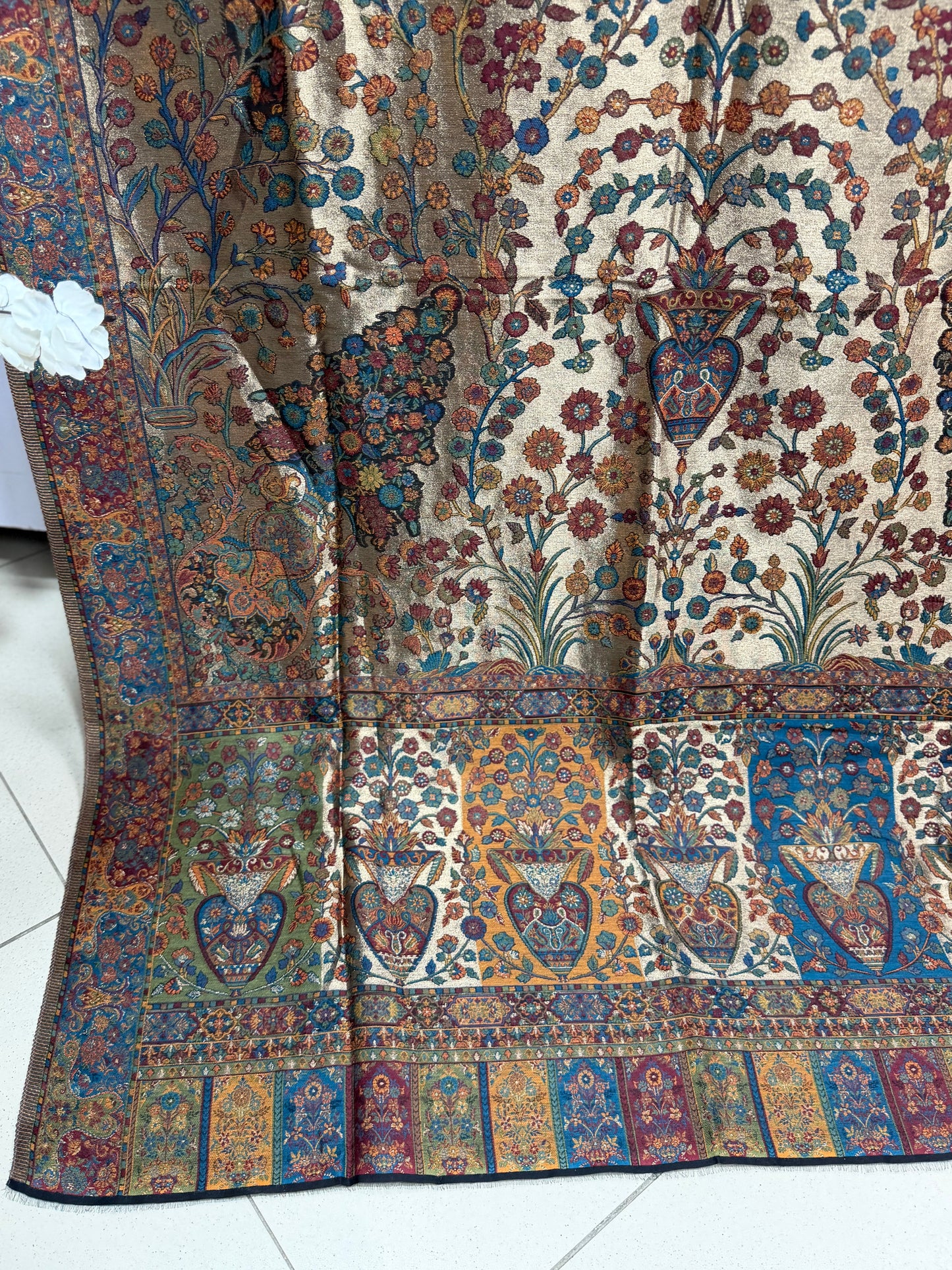 Moonlight Kani Silk Shawl, Wedding Wrap Perfect Gift Made in Kashmir