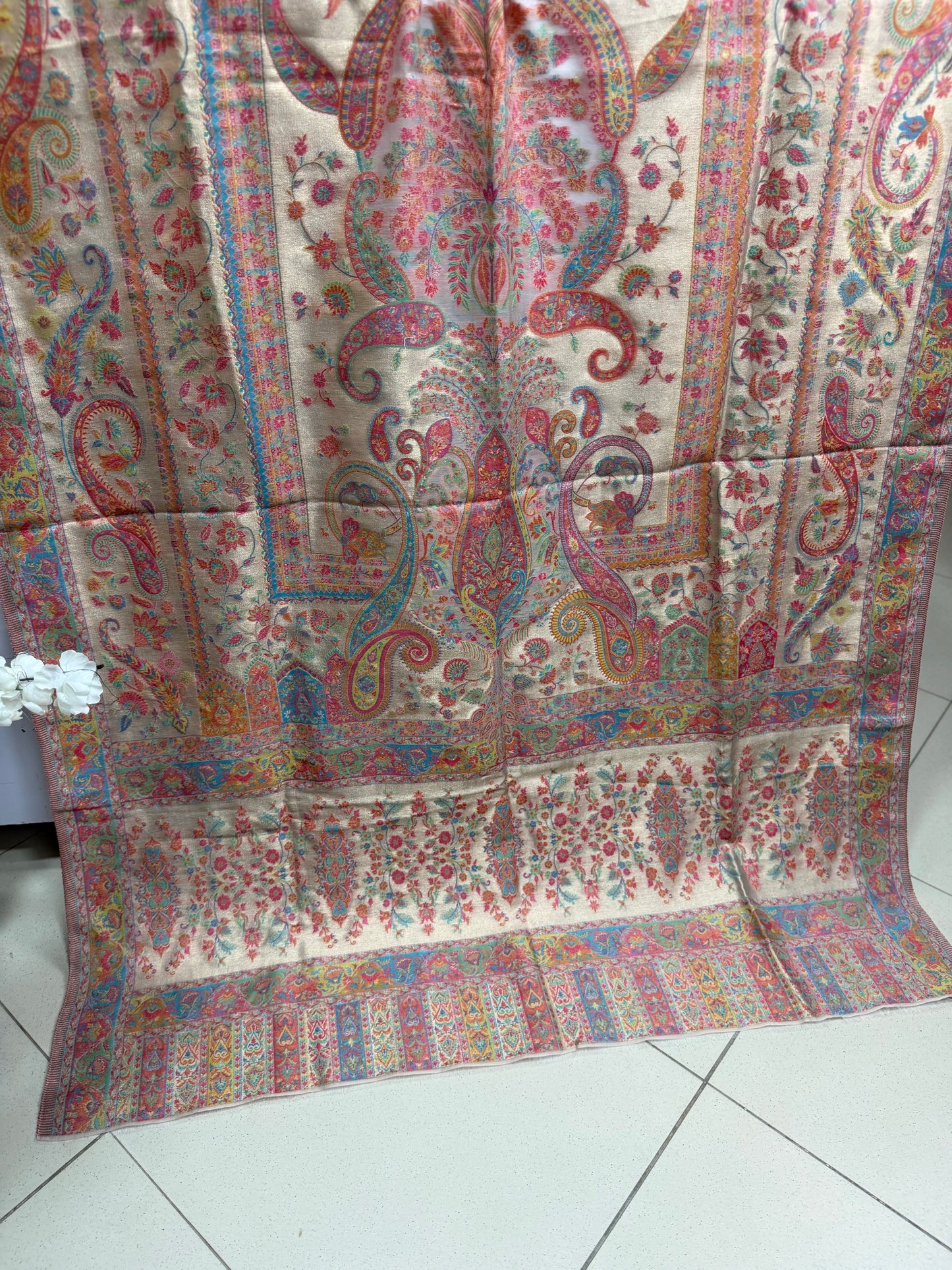 Moonlight Kani Silk Shawl, Wedding Wrap Perfect Gift Made in Kashmir