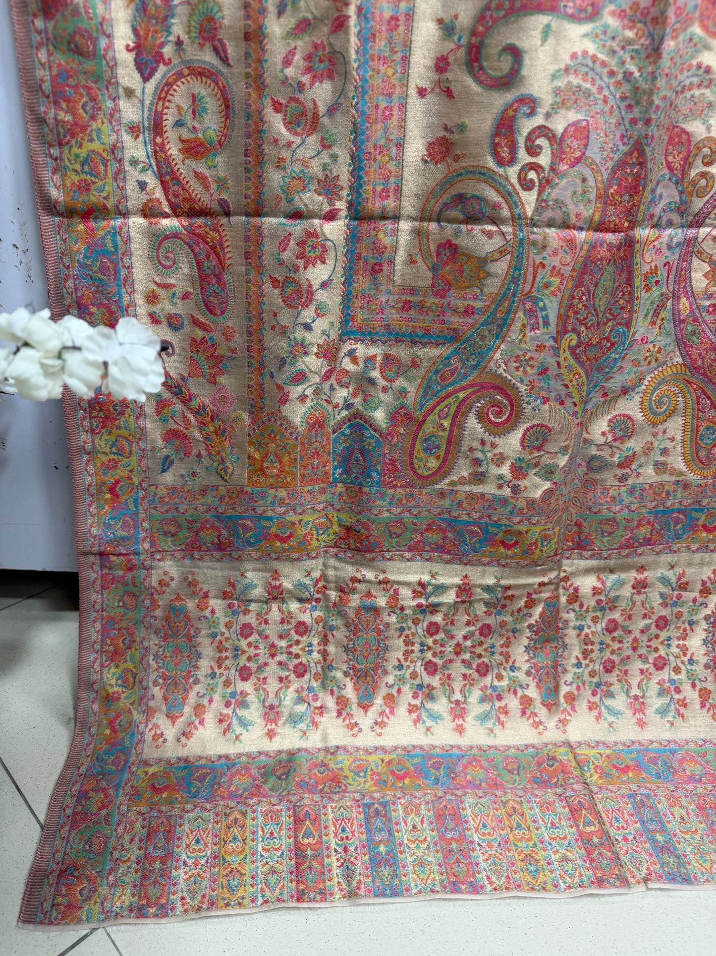 Moonlight Kani Silk Shawl, Wedding Wrap Perfect Gift Made in Kashmir