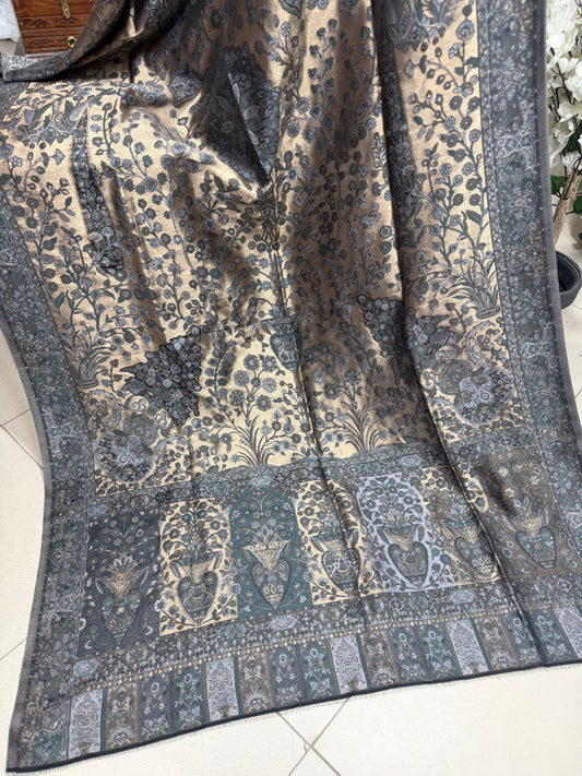 Moonlight Kani Silk Shawl, Wedding Wrap Perfect Gift Made in Kashmir