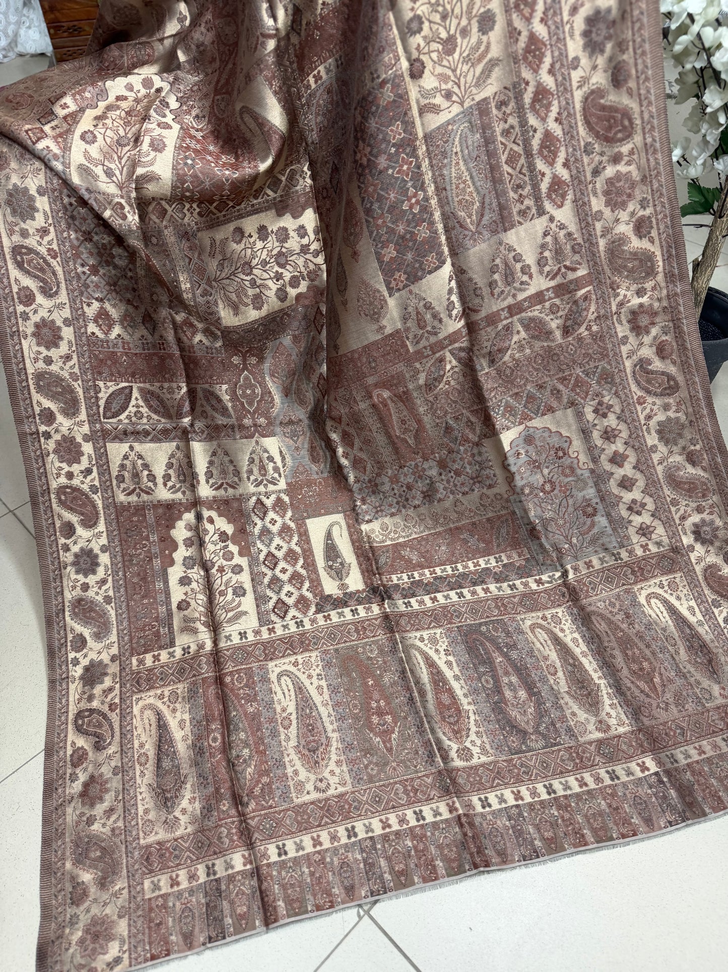 Moonlight Kani Silk Shawl, Wedding Wrap Perfect Gift Made in Kashmir