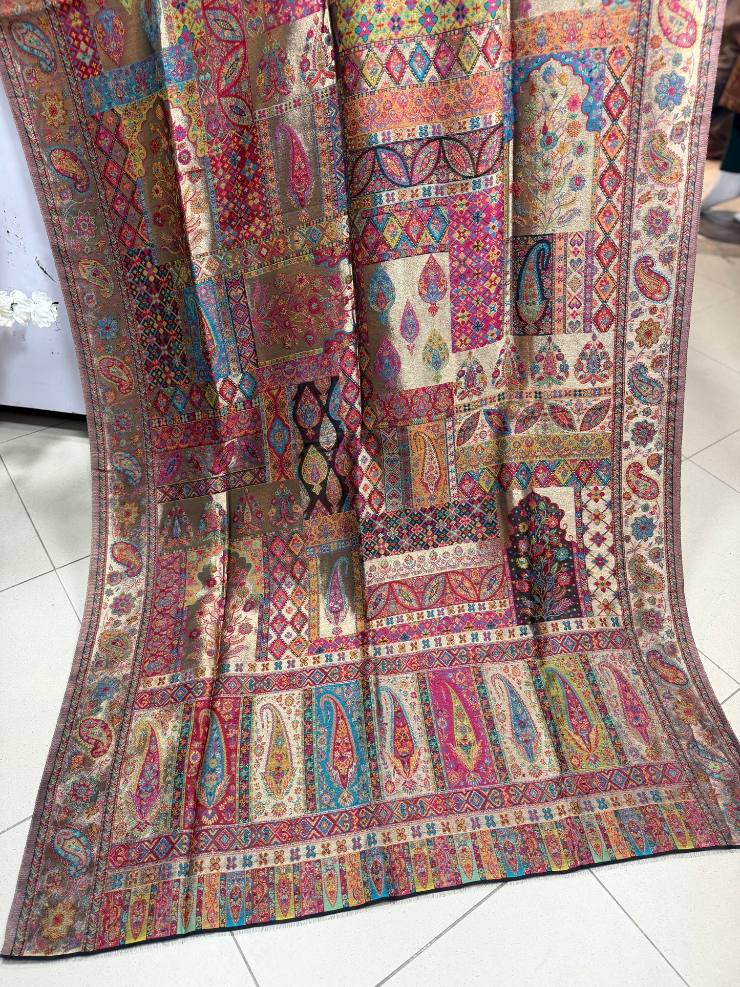 Moonlight Kani Silk Shawl, Wedding Wrap Perfect Gift Made in Kashmir