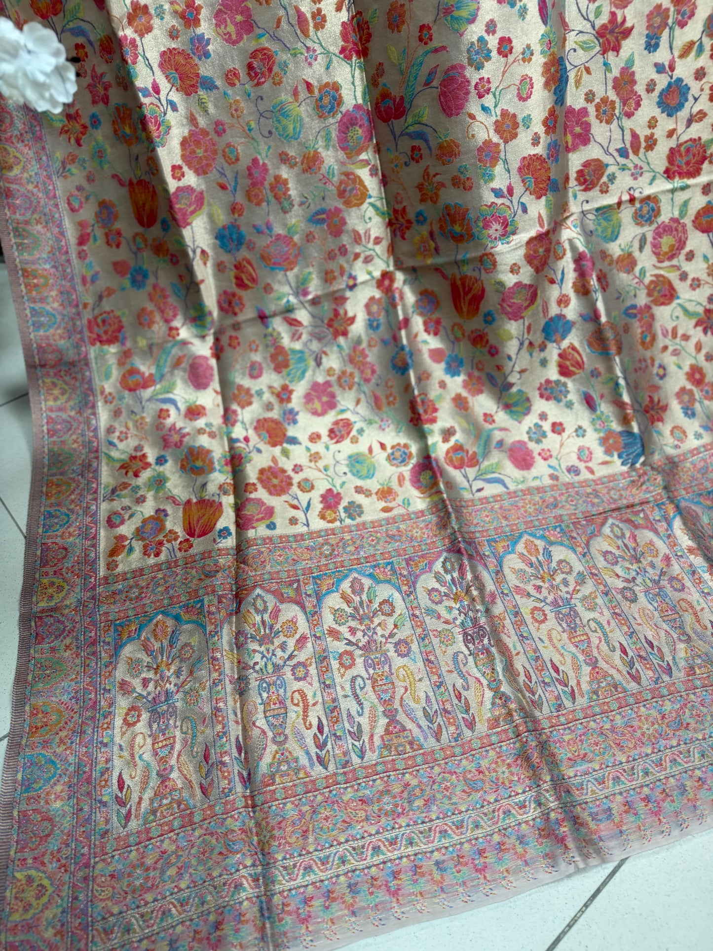 Moonlight Kani Silk Shawl, Wedding Wrap Perfect Gift Made in Kashmir