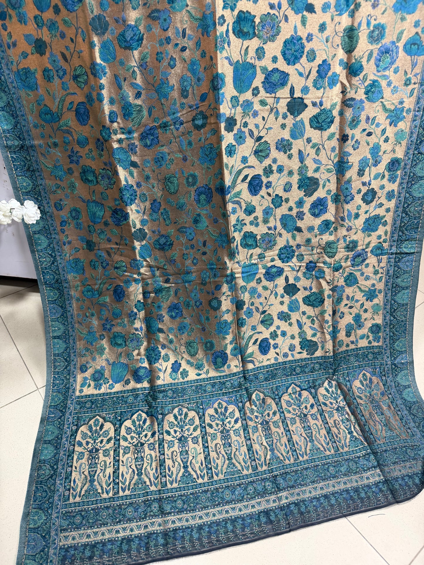 Moonlight Kani Silk Shawl, Wedding Wrap Perfect Gift Made in Kashmir