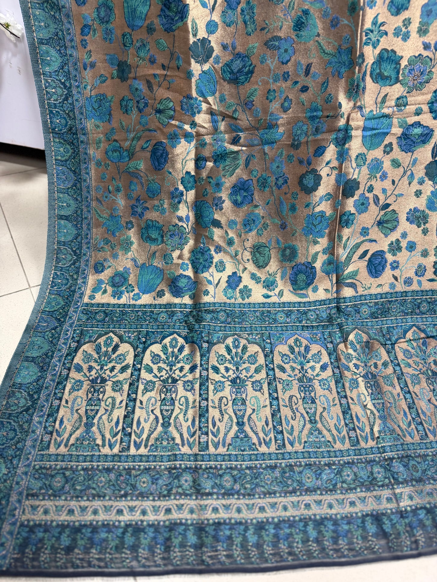 Moonlight Kani Silk Shawl, Wedding Wrap Perfect Gift Made in Kashmir