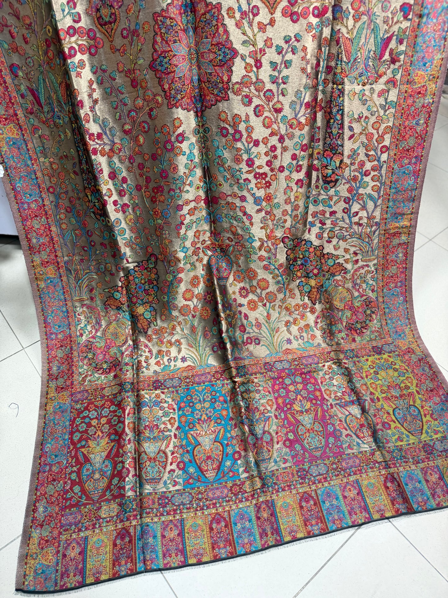 Moonlight Kani Silk Shawl, Wedding Wrap Perfect Gift Made in Kashmir