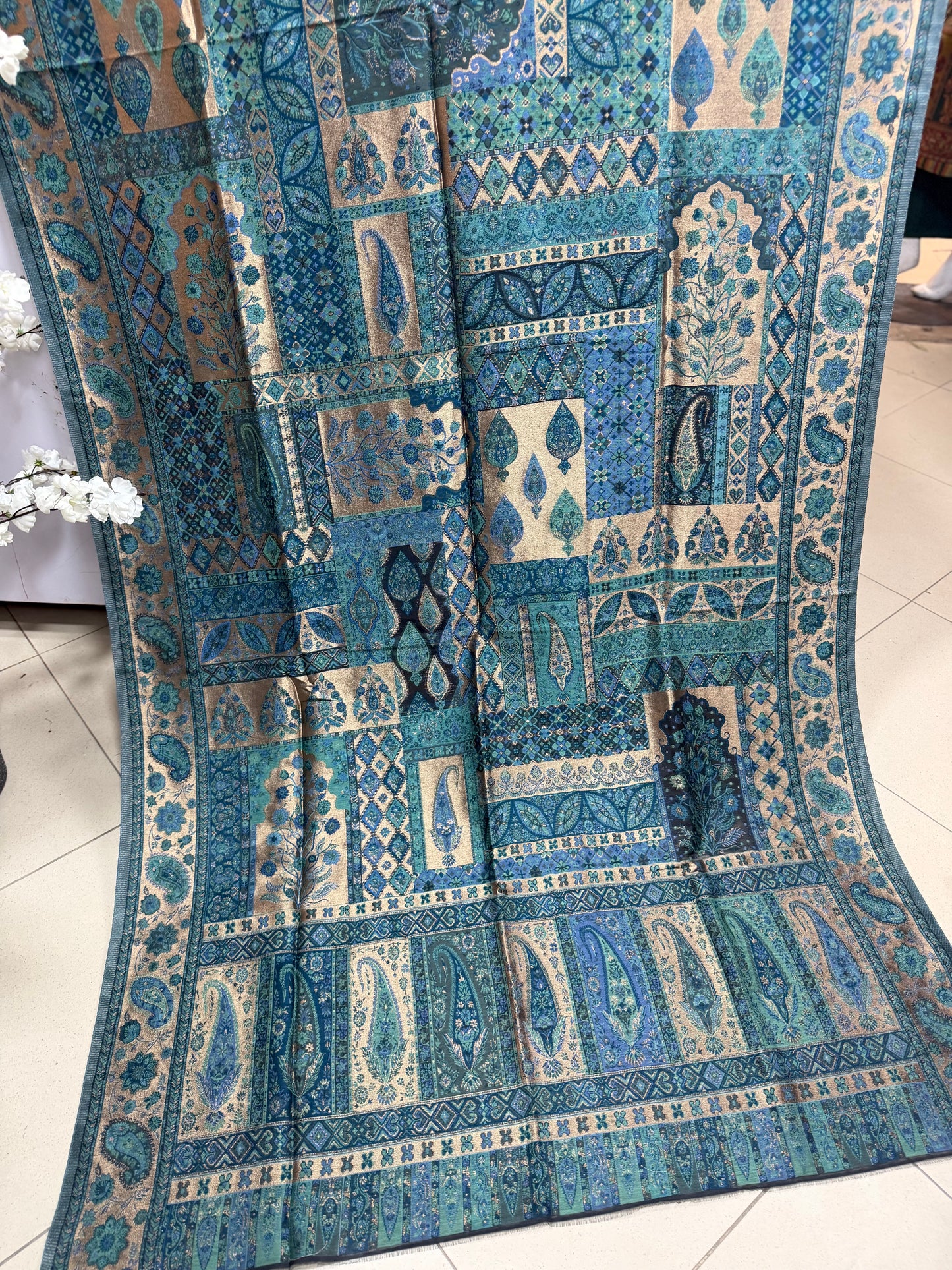 Moonlight Kani Silk Shawl, Wedding Wrap Perfect Gift Made in Kashmir