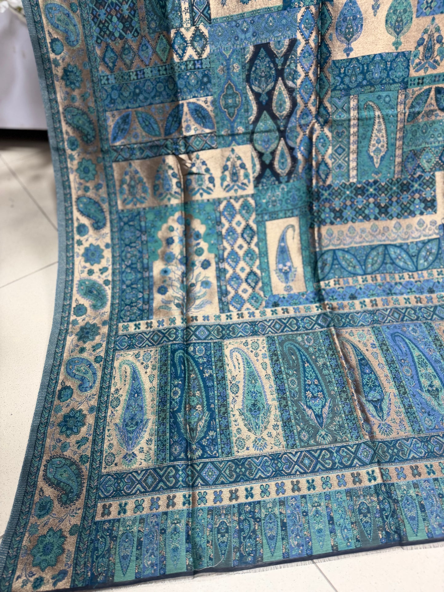 Moonlight Kani Silk Shawl, Wedding Wrap Perfect Gift Made in Kashmir