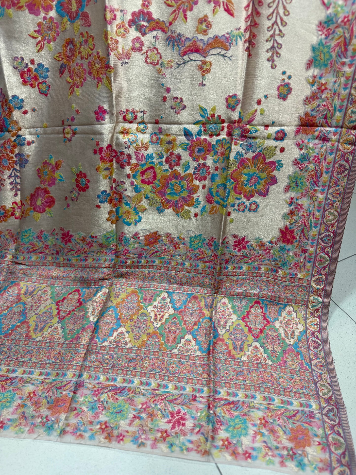 Moonlight Kani Silk Shawl, Wedding Wrap Perfect Gift Made in Kashmir