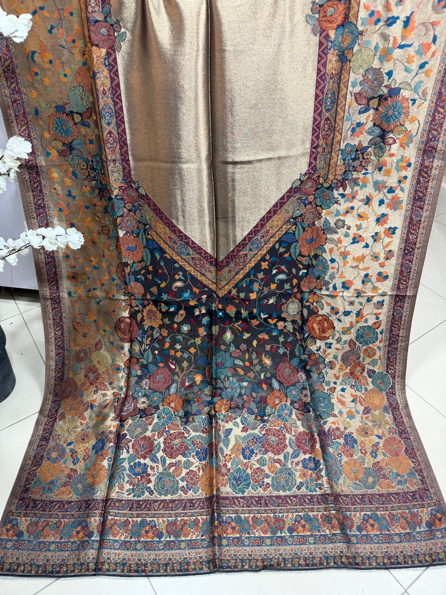 Moonlight Kani Silk Shawl, Wedding Wrap Perfect Gift Made in Kashmir