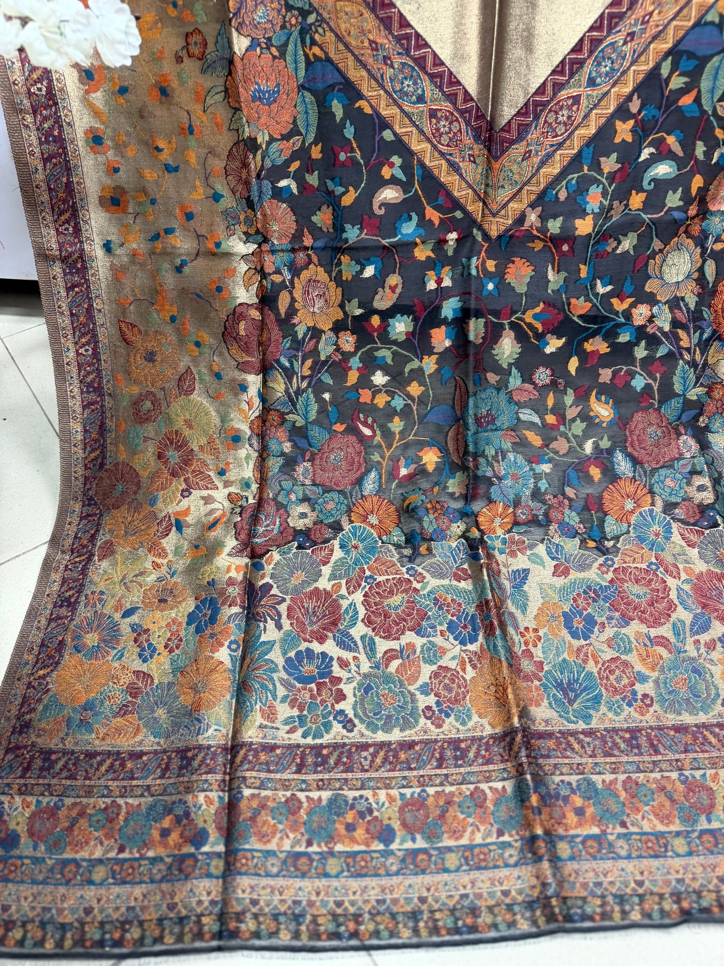 Moonlight Kani Silk Shawl, Wedding Wrap Perfect Gift Made in Kashmir