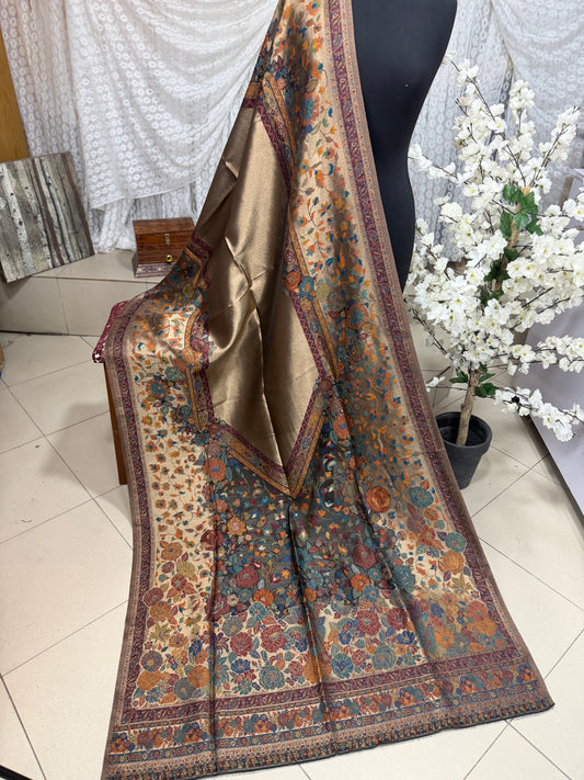 Moonlight Kani Silk Shawl, Wedding Wrap Perfect Gift Made in Kashmir