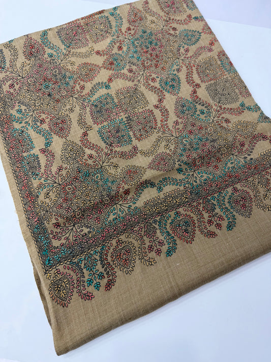Pashmina Shawl | Kashmiri Hand Embroidery Beautiful Shawl in Sale | Dark Skin