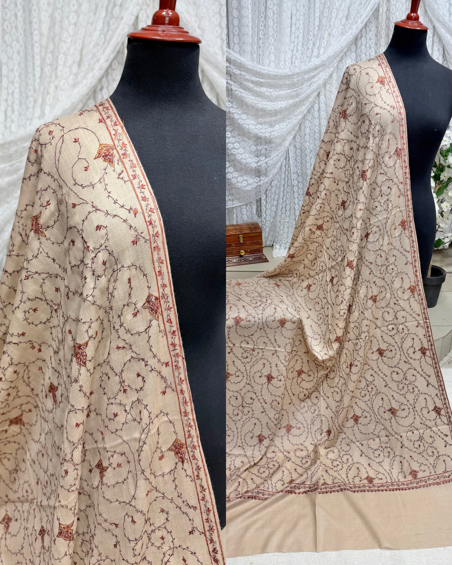 Pashmina Handmade Full Embroidered Souzni Shawl Beautiful New Design 2025 Collection Made in Kashmir