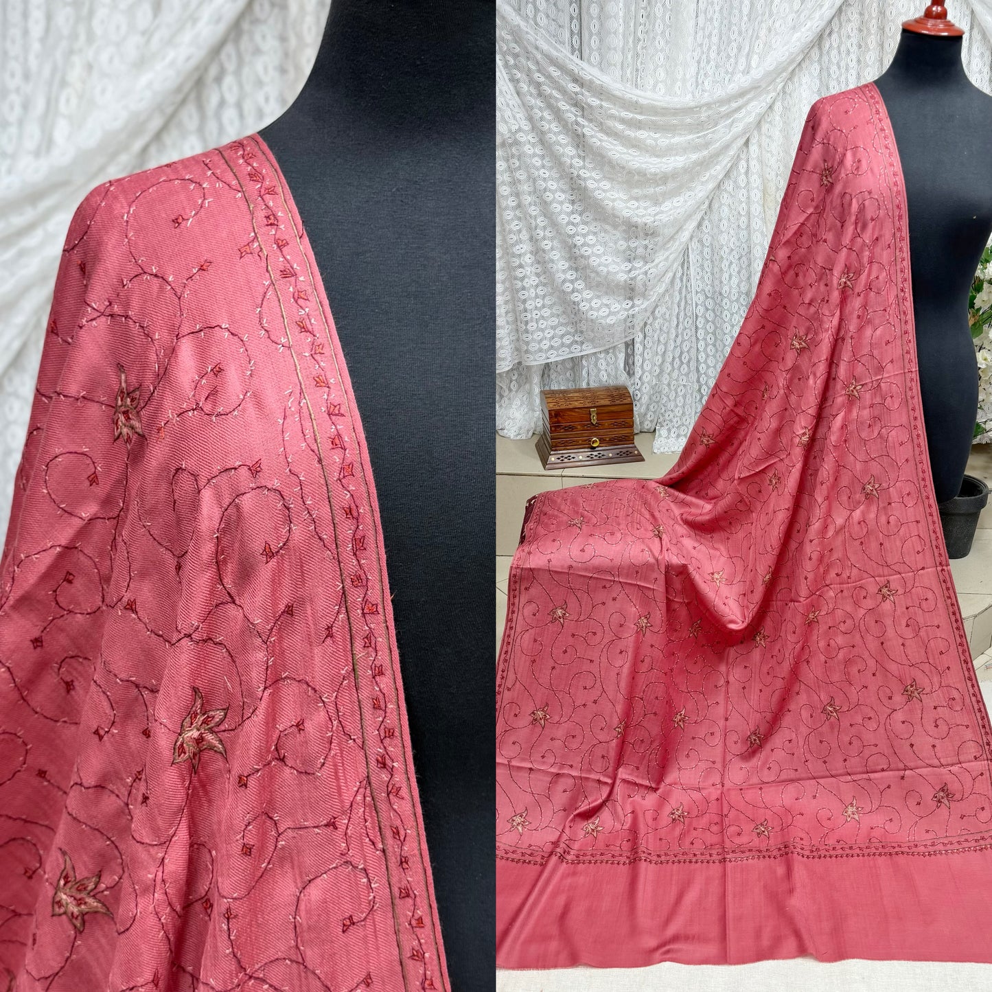Pashmina Handmade Full Embroidered Souzni Shawl Beautiful New Design 2025 Collection Made in Kashmir