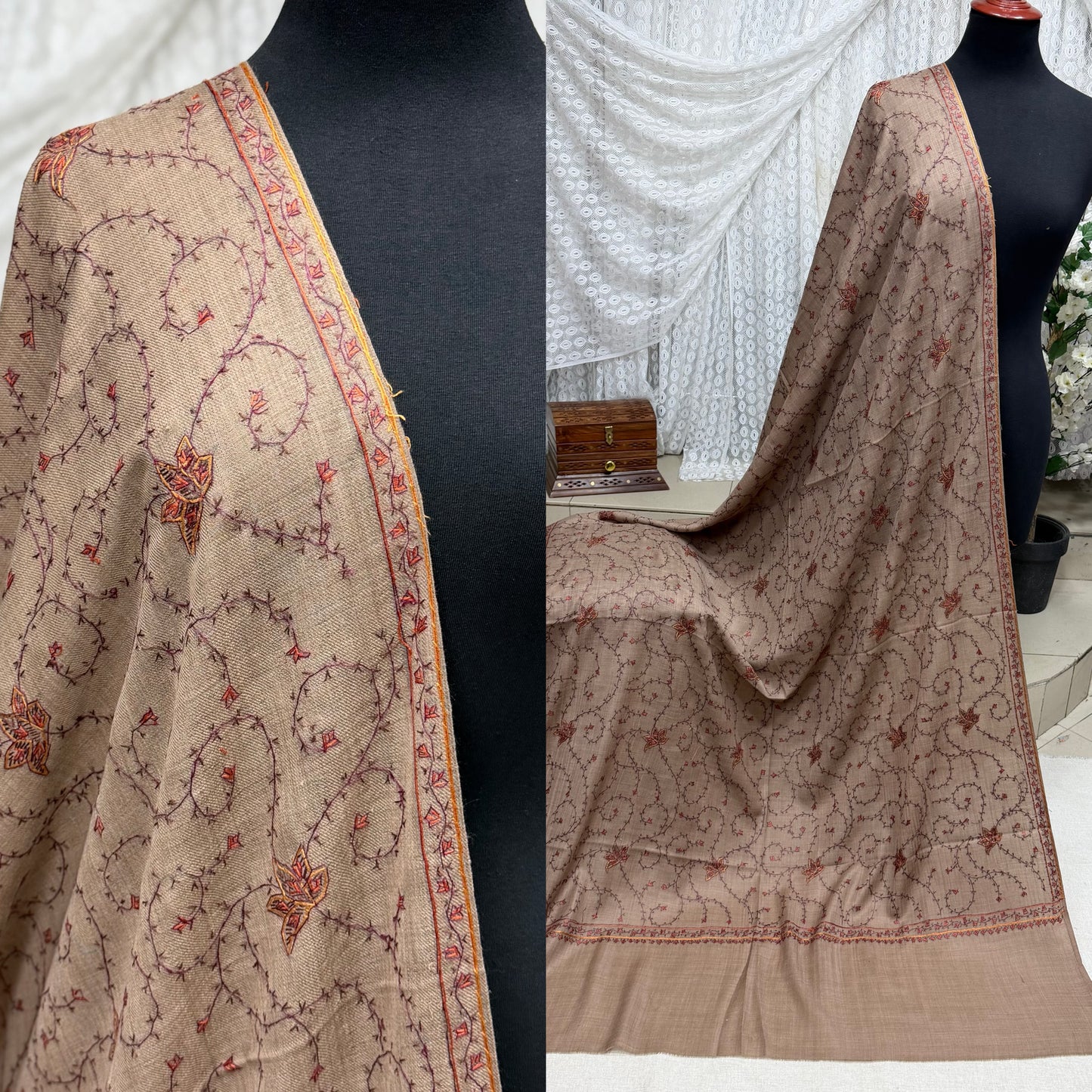 Pashmina Handmade Full Embroidered Souzni Shawl Beautiful New Design 2025 Collection Made in Kashmir