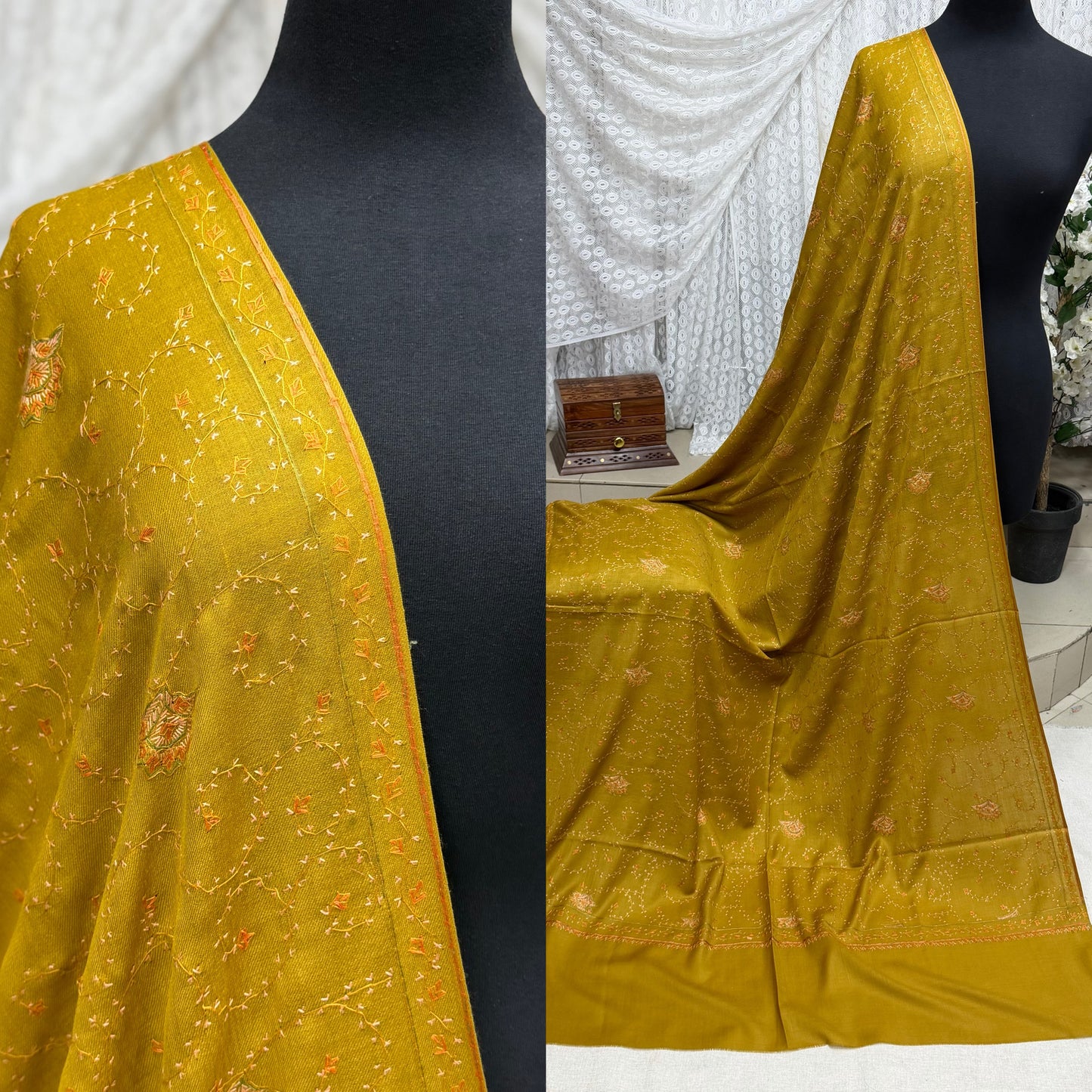 Pashmina Handmade Full Embroidered Souzni Shawl Beautiful New Design 2025 Collection Made in Kashmir