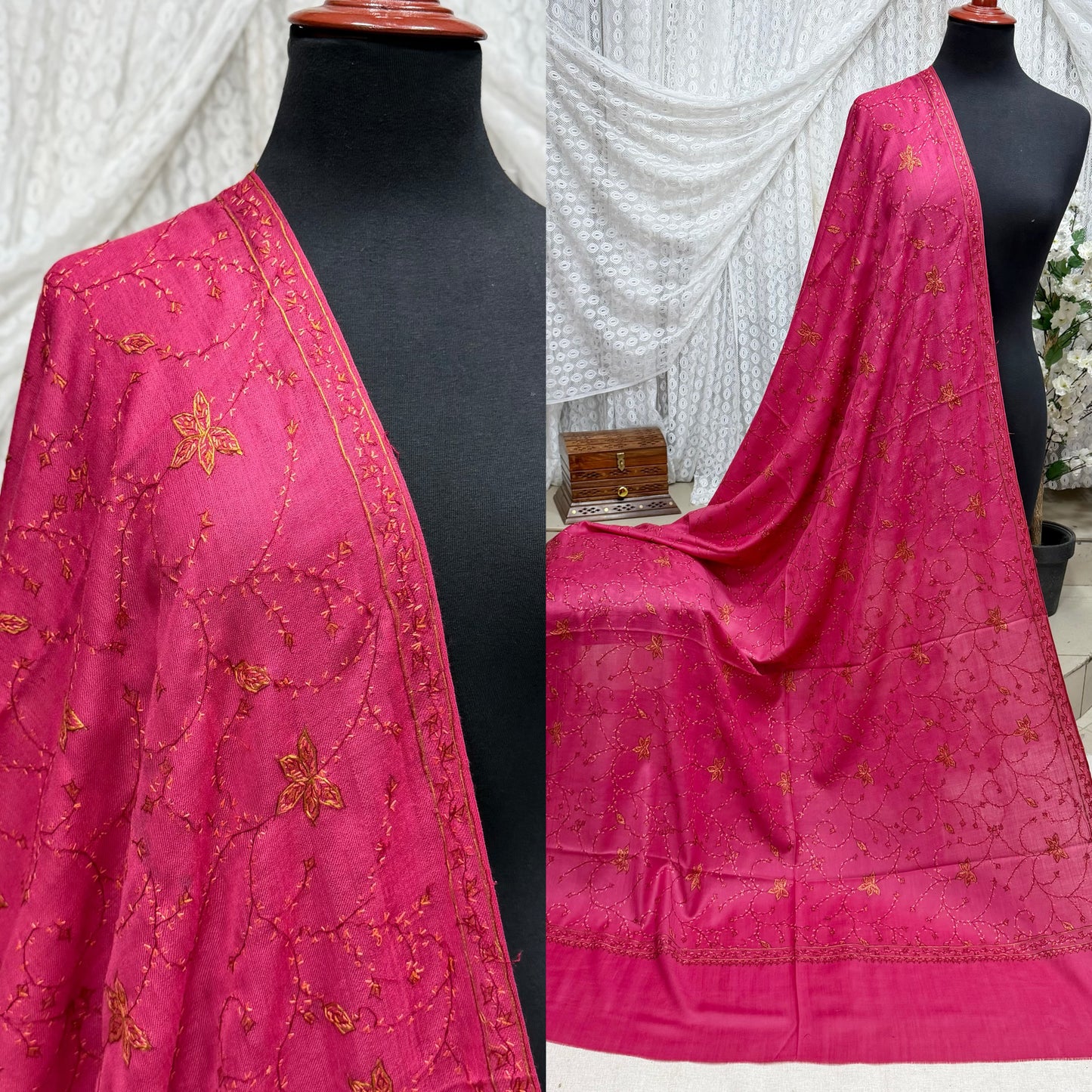 Pashmina Handmade Full Embroidered Souzni Shawl Beautiful New Design 2025 Collection Made in Kashmir