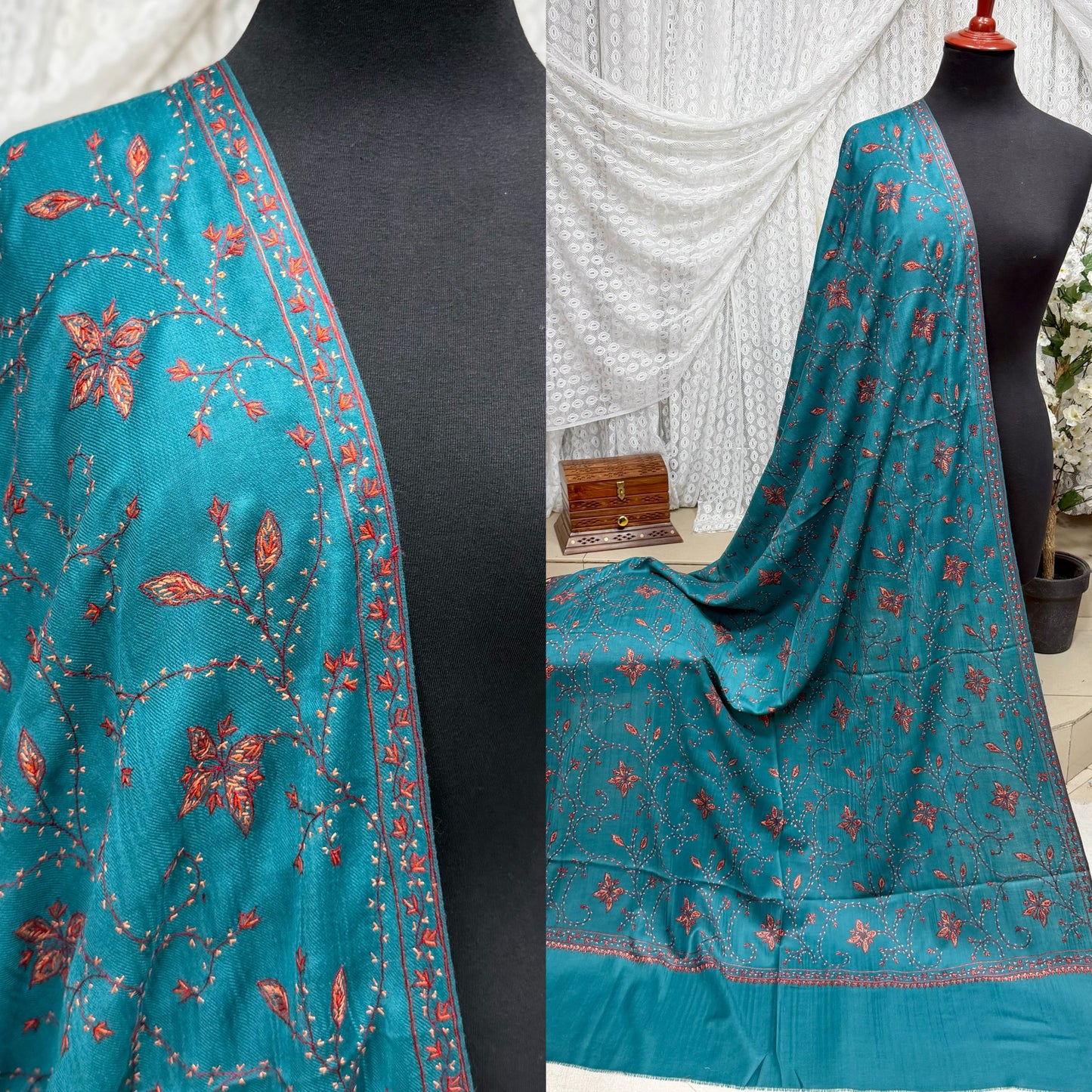 Pashmina Handmade Full Embroidered Souzni Shawl Beautiful New Design 2025 Collection Made in Kashmir