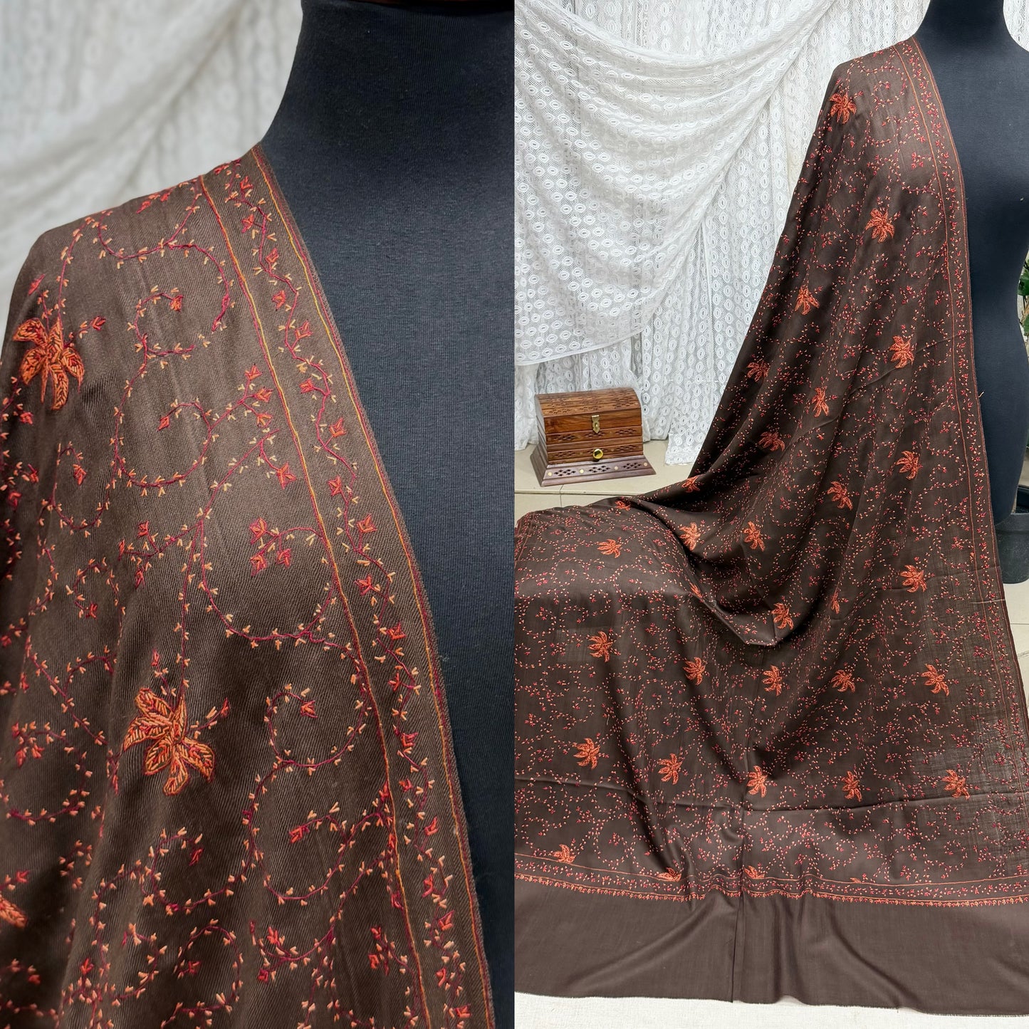 Pashmina Handmade Full Embroidered Souzni Shawl Beautiful New Design 2025 Collection Made in Kashmir