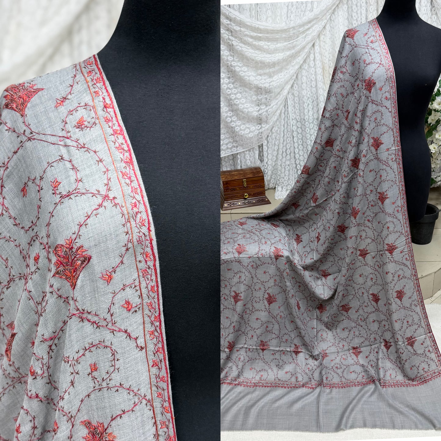 Pashmina Handmade Full Embroidered Souzni Shawl Beautiful New Design 2025 Collection Made in Kashmir