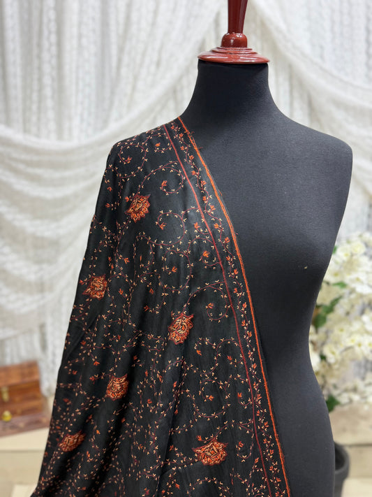 Pashmina Handmade Full Embroidered Souzni Shawl Beautiful New Design 2025 Collection Made in Kashmir