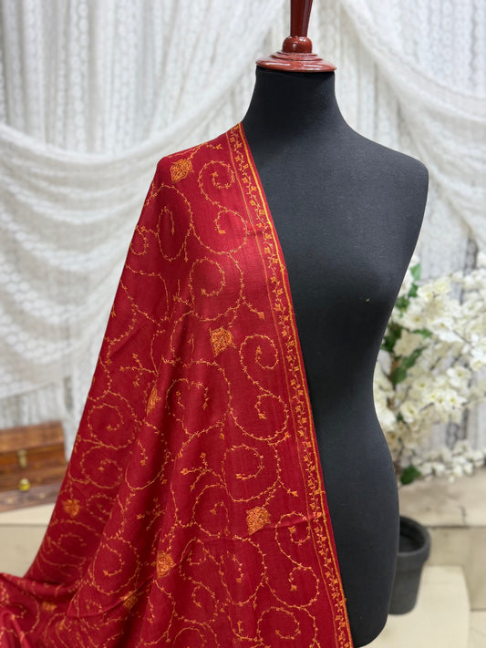 Pashmina Handmade Full Embroidered Souzni Shawl Beautiful New Design 2025 Collection Made in Kashmir