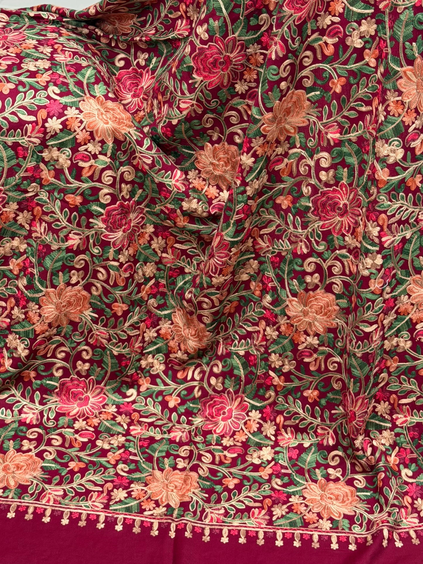 Pashmina Shawl Full Size | Kashmiri Embroidery | Maroon