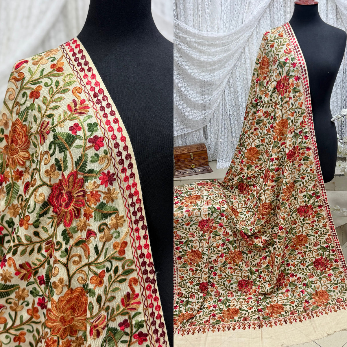 Pashmina Shawl Full Size | Kashmiri Embroidery | Skin