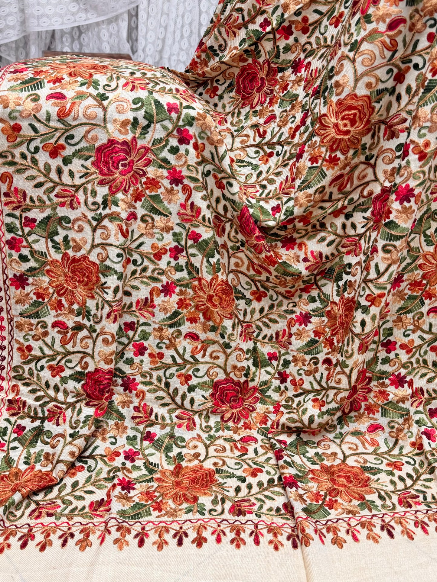 Pashmina Shawl Full Size | Kashmiri Embroidery | Skin