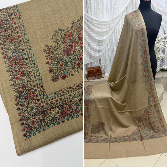 Pashmina Shawl Border Embroidery | Handmade Shawl Perfect Gift | Dark Skin