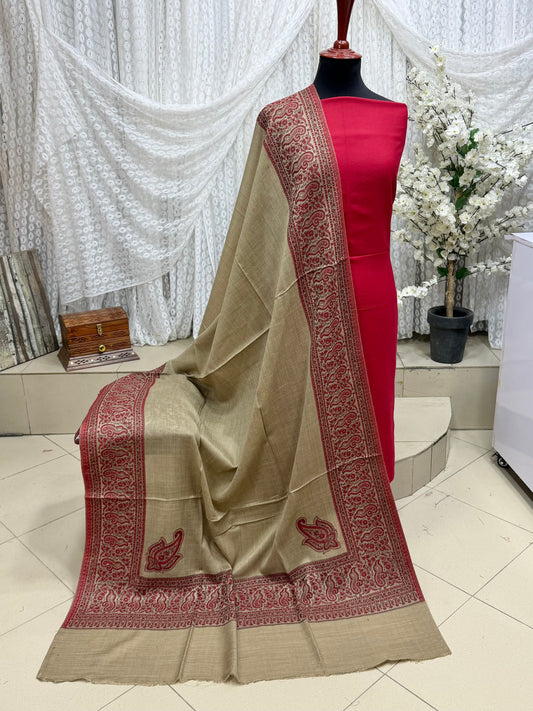 3 Piece Kani Shawl Suit | Plain Marina Suit With Kani Pashmina Shawl Perfect Gift