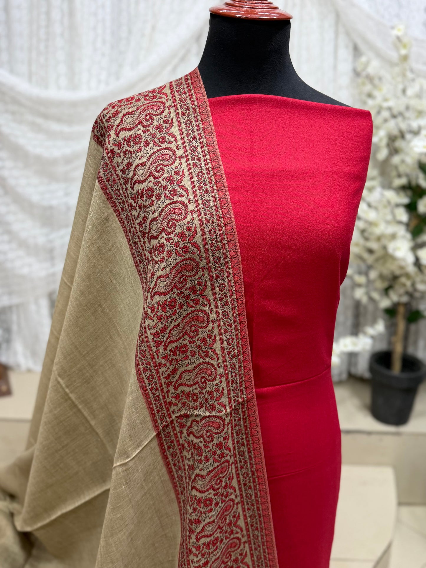 3 Piece Kani Shawl Suit | Plain Marina Suit With Kani Pashmina Shawl Perfect Gift
