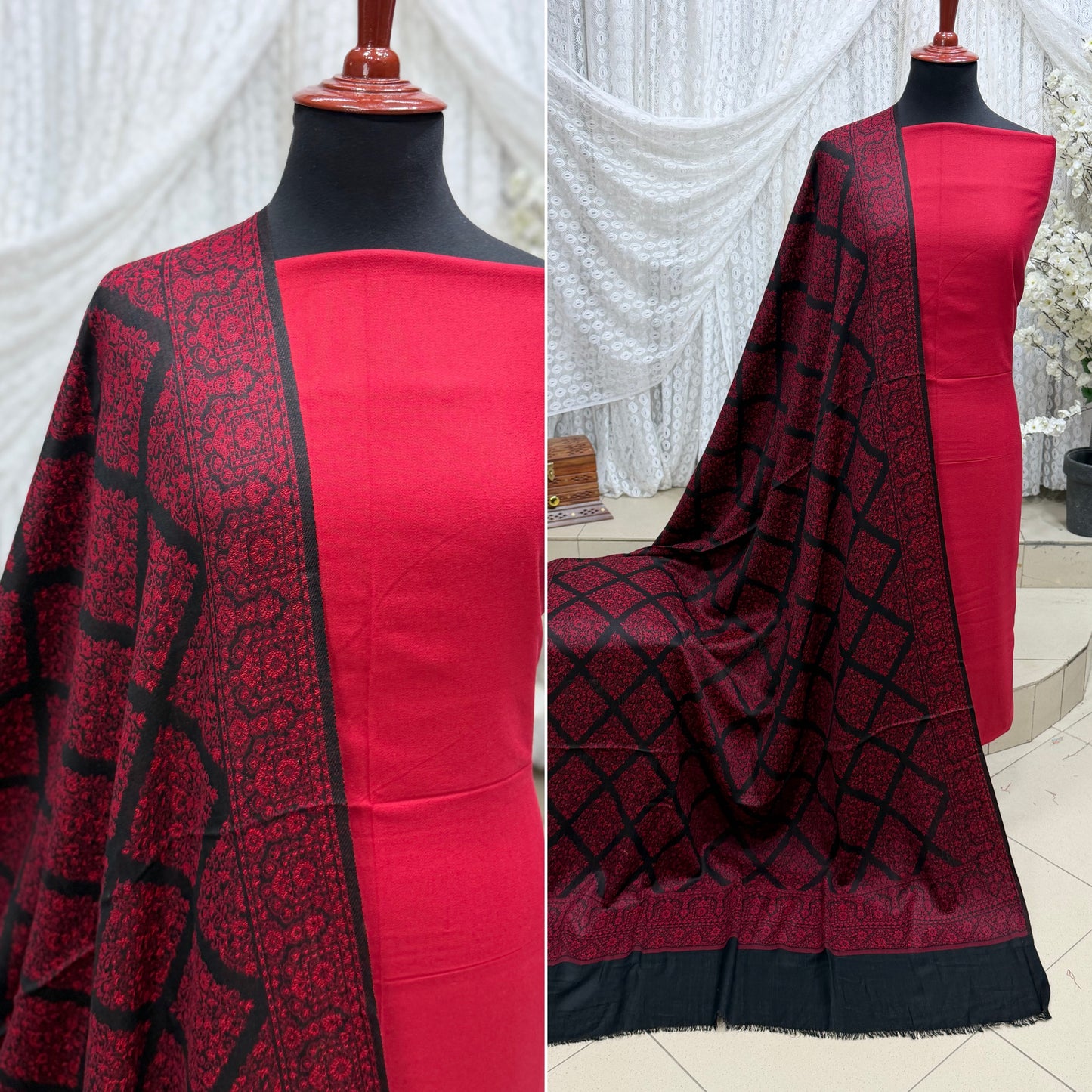 3 Piece Kani Shawl Suit | Plain Marina Suit With Kani Pashmina Shawl Perfect Gift