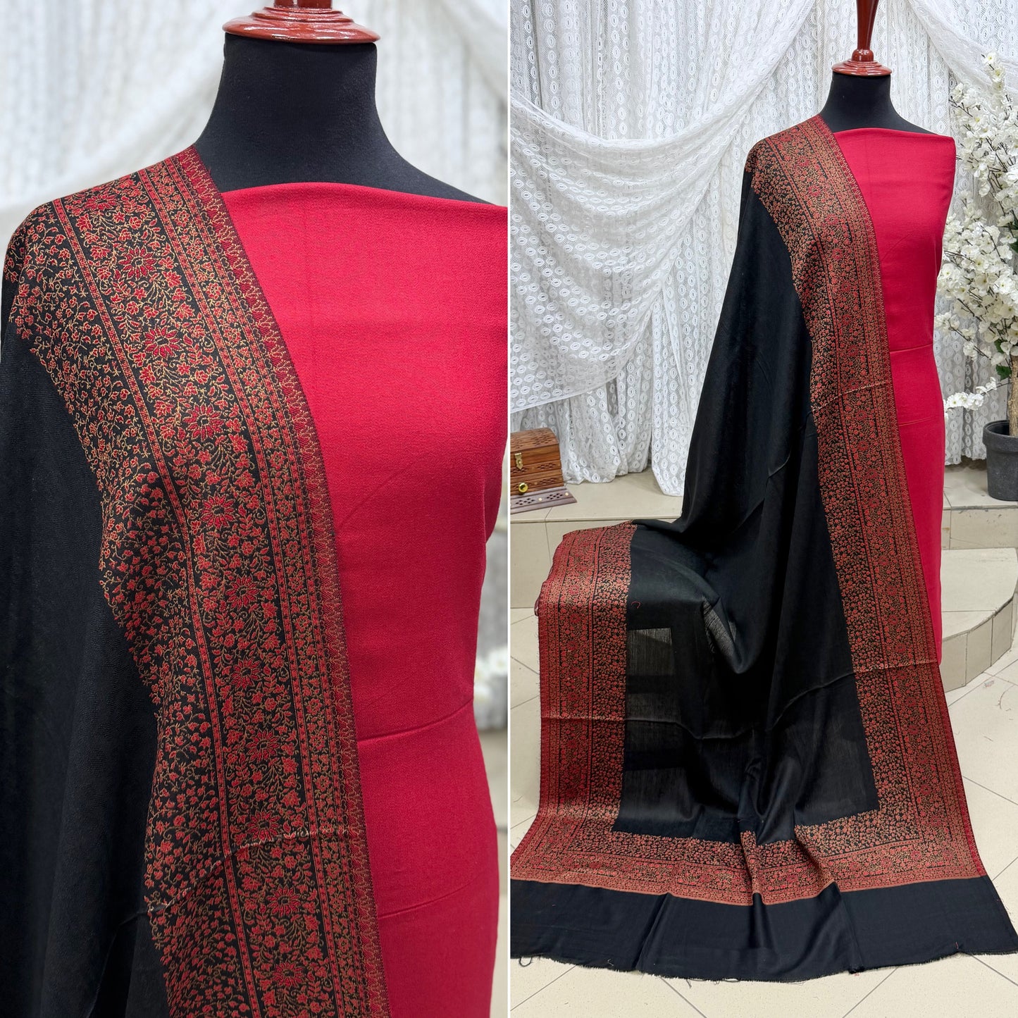 3 Piece Kani Shawl Suit | Plain Marina Suit With Kani Pashmina Shawl Perfect Gift