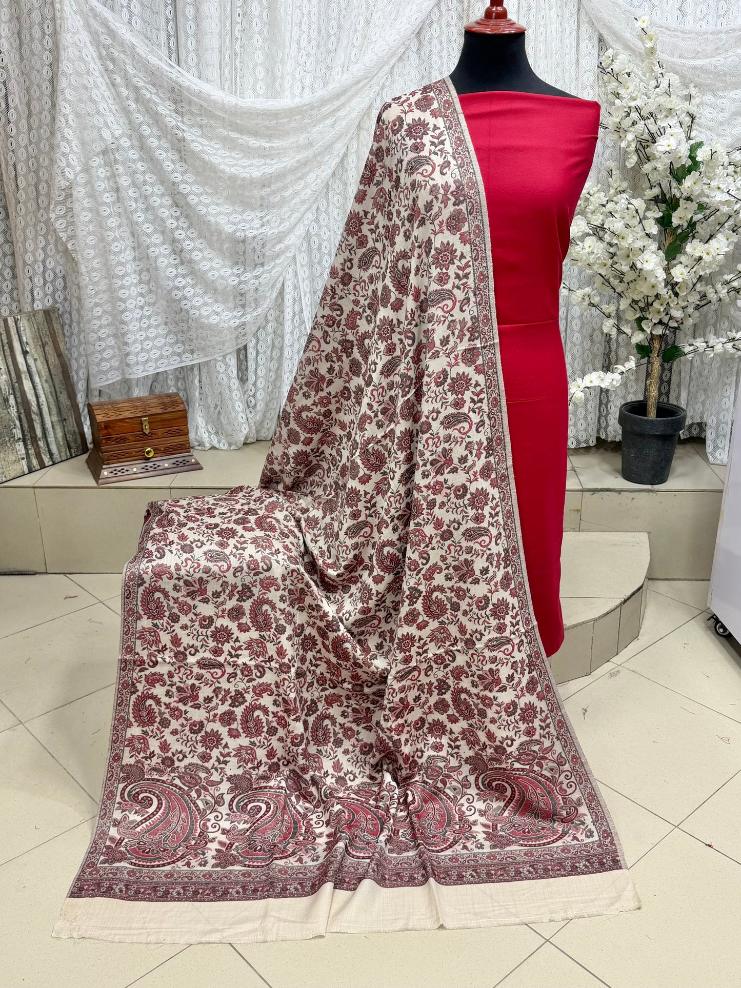 3 Piece Kani Shawl Suit | Plain Marina Suit With Kani Pashmina Shawl Perfect Gift