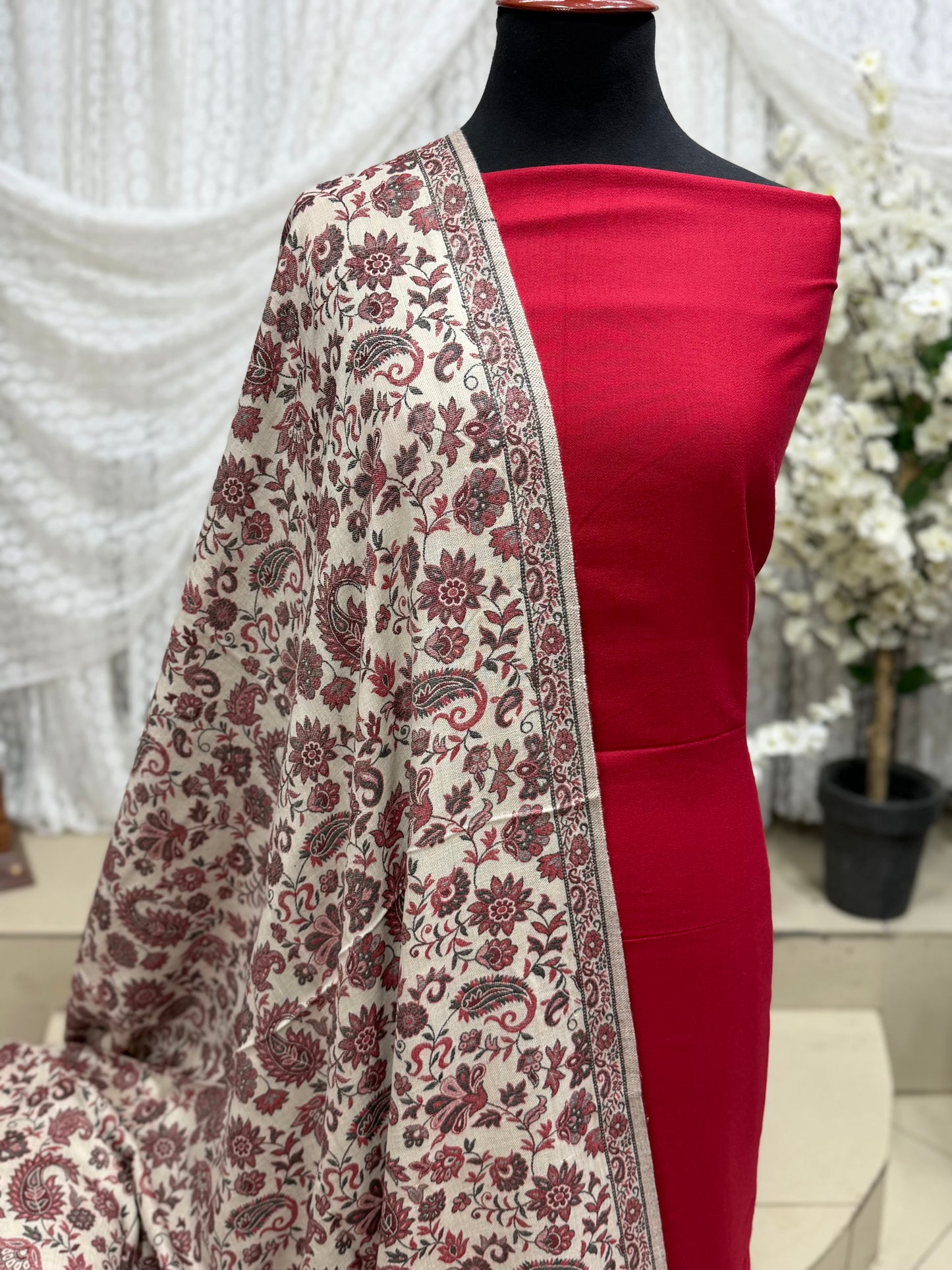 3 Piece Kani Shawl Suit | Plain Marina Suit With Kani Pashmina Shawl Perfect Gift