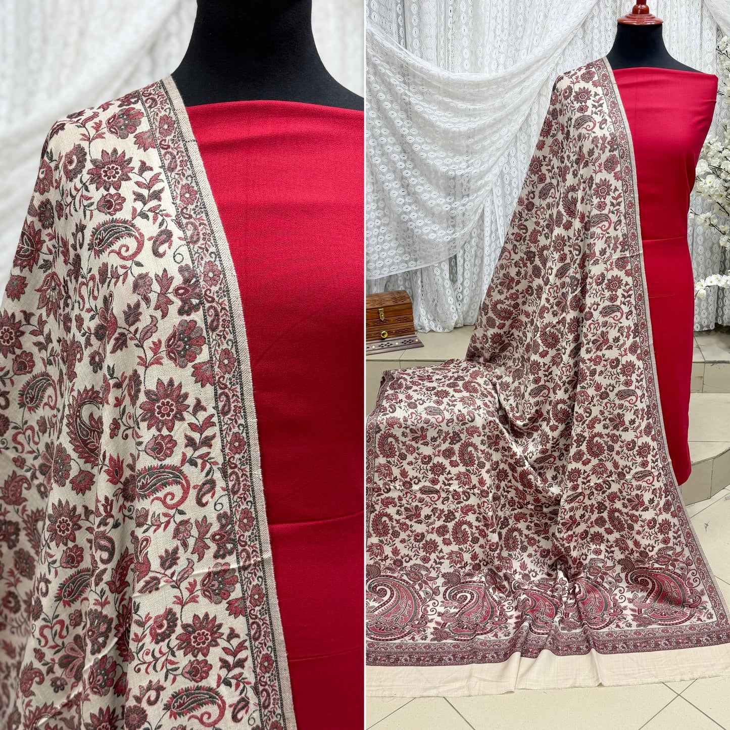 3 Piece Kani Shawl Suit | Plain Marina Suit With Kani Pashmina Shawl Perfect Gift
