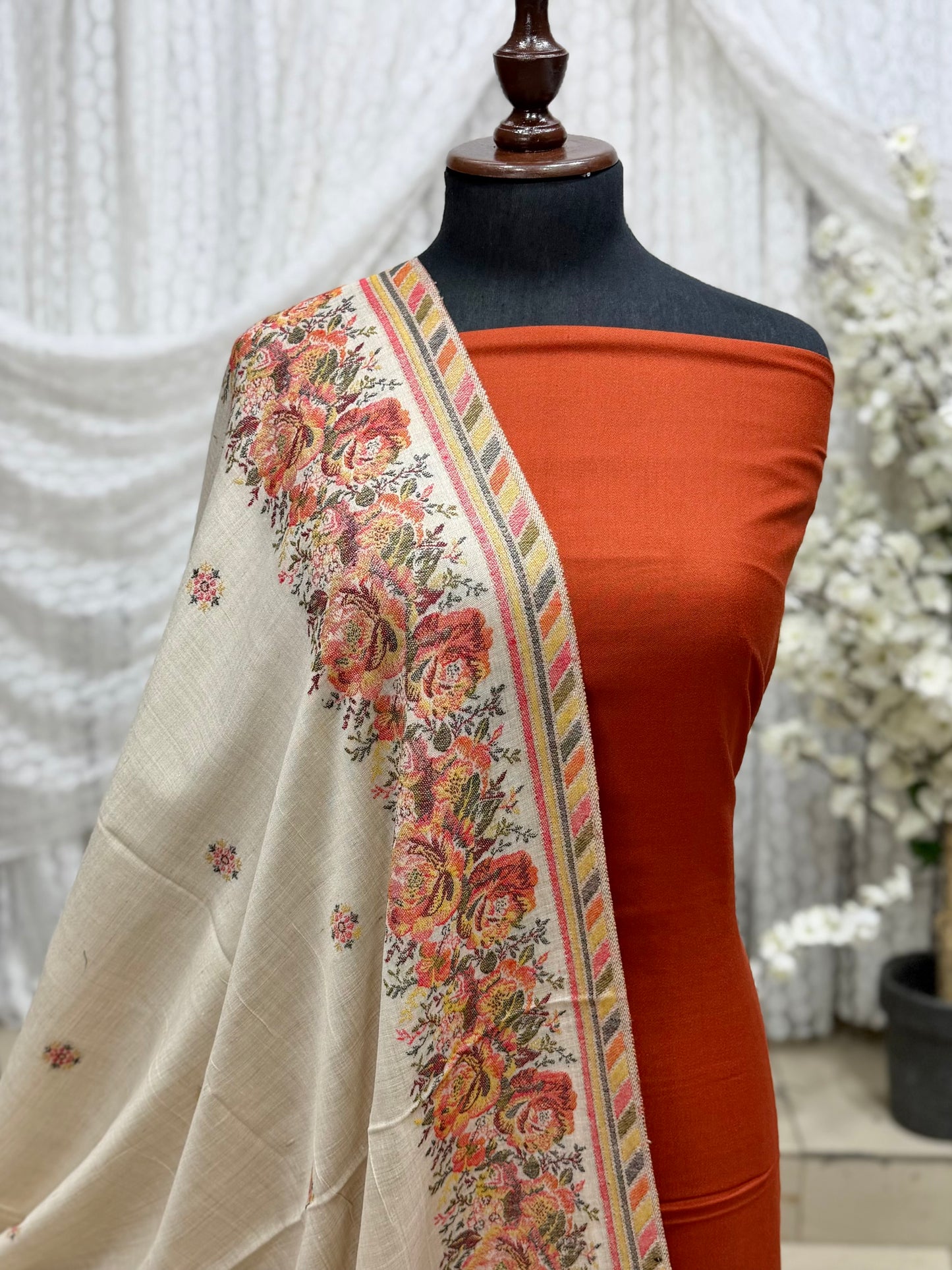 3 Piece Kani Shawl Suit | Plain Marina Suit With Kani Pashmina Shawl Perfect Gift