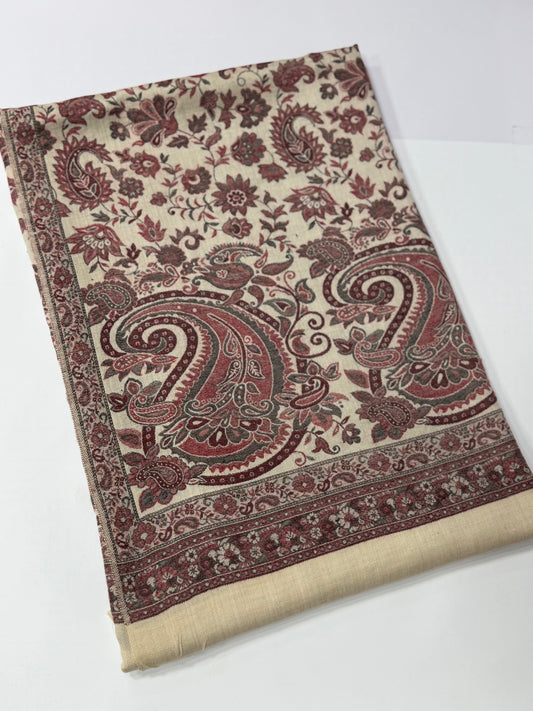 Pashmina Wool Kani Border Shawl in Full Size 4 Side Border | Skin