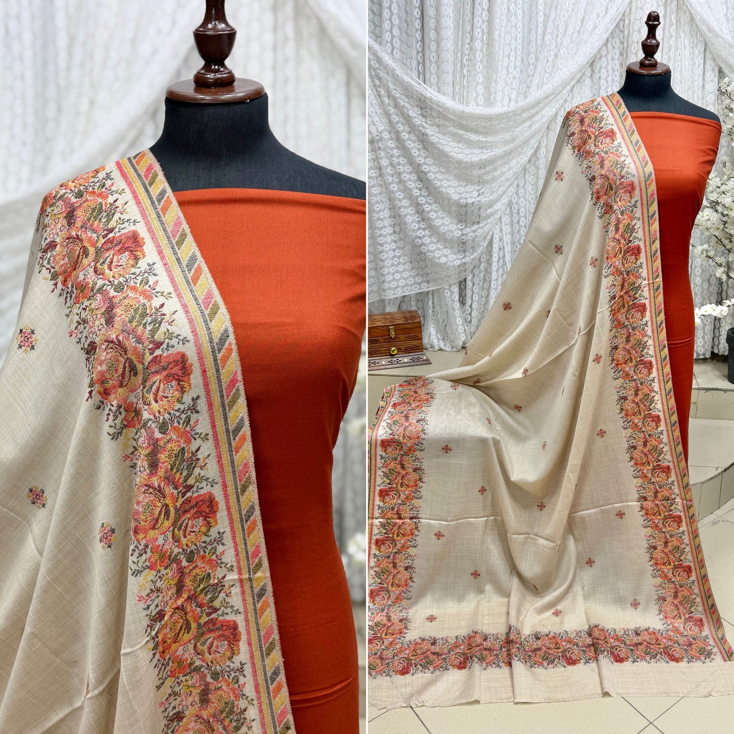 3 Piece Kani Shawl Suit | Plain Marina Suit With Kani Pashmina Shawl Perfect Gift