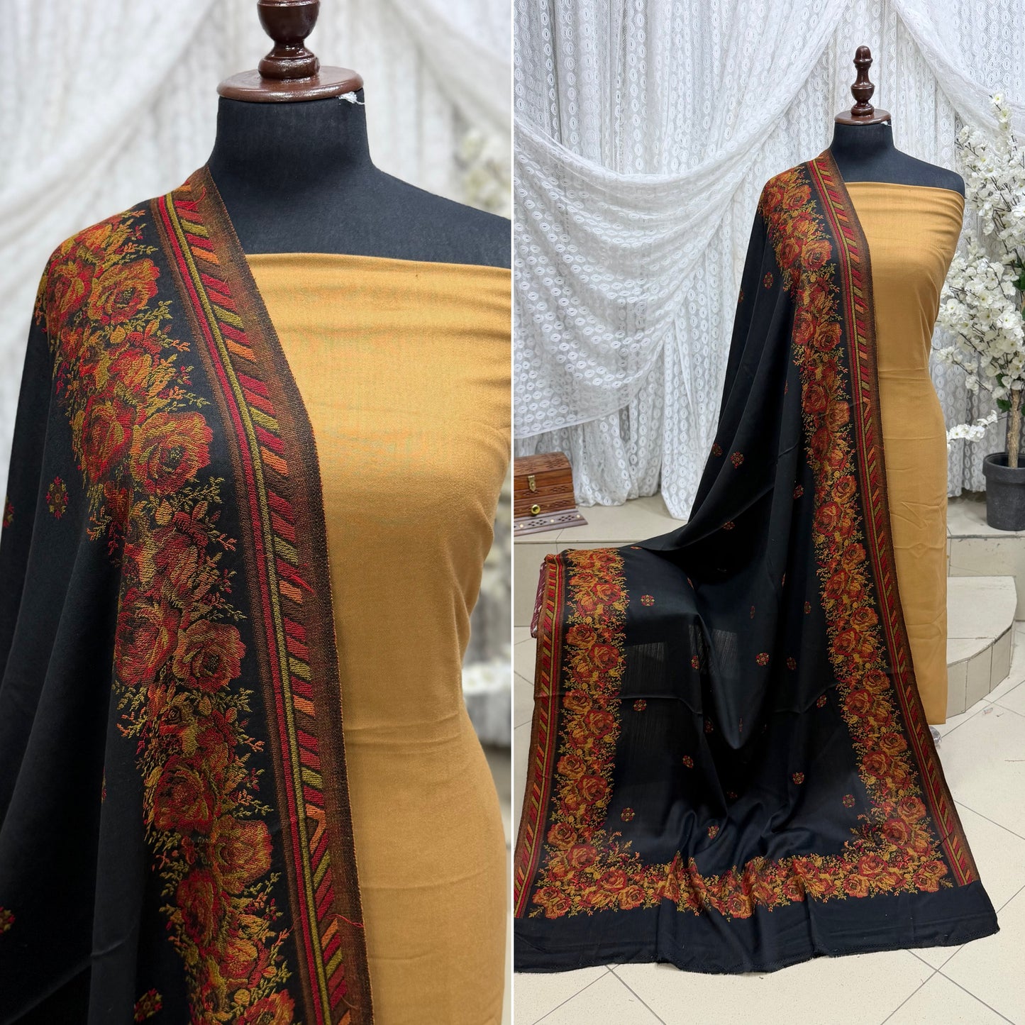 3 Piece Kani Shawl Suit | Plain Marina Suit With Kani Pashmina Shawl Perfect Gift