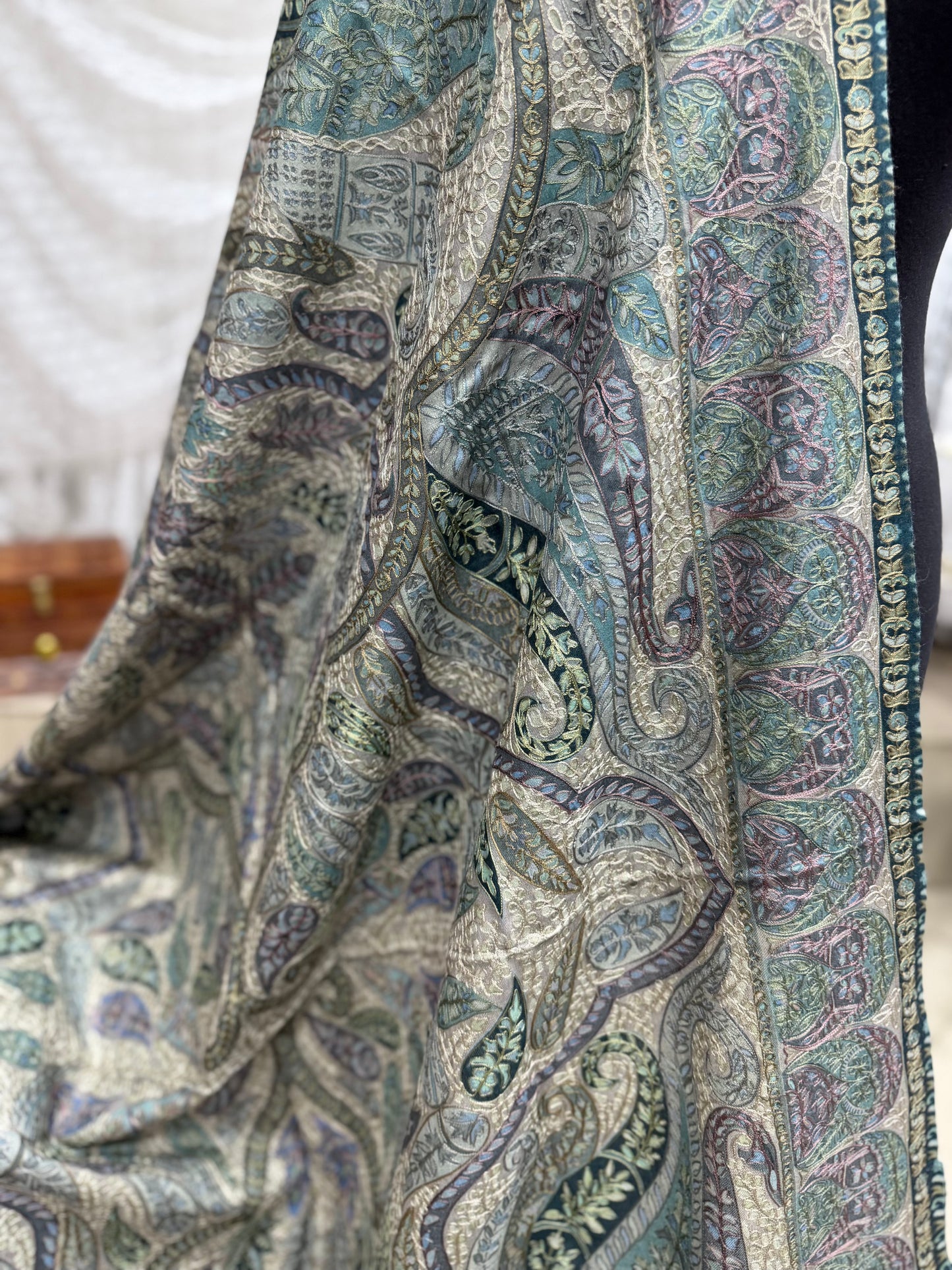 Qalamkar Shawl on Toosh Base | Made in Kashmir Multicolor Floral Design | Q110