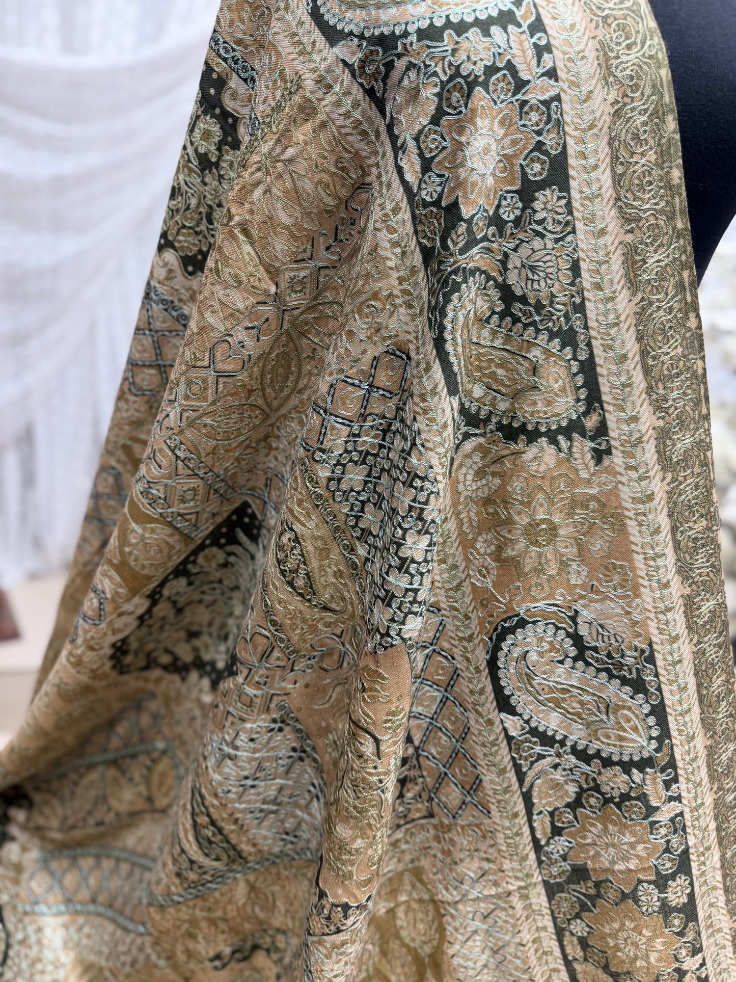 Qalamkar Shawl on Toosh Base | Made in Kashmir Multicolor Floral Design | Q107