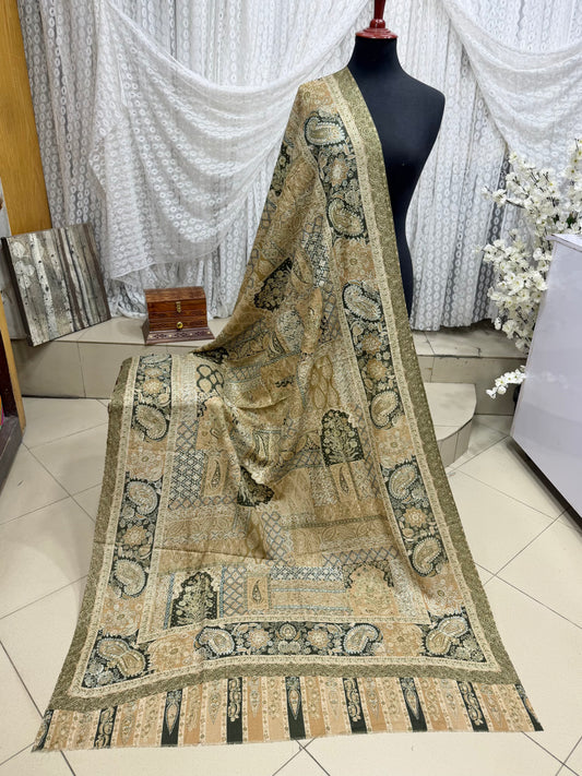 Qalamkar Shawl on Toosh Base | Made in Kashmir Multicolor Floral Design | Q107