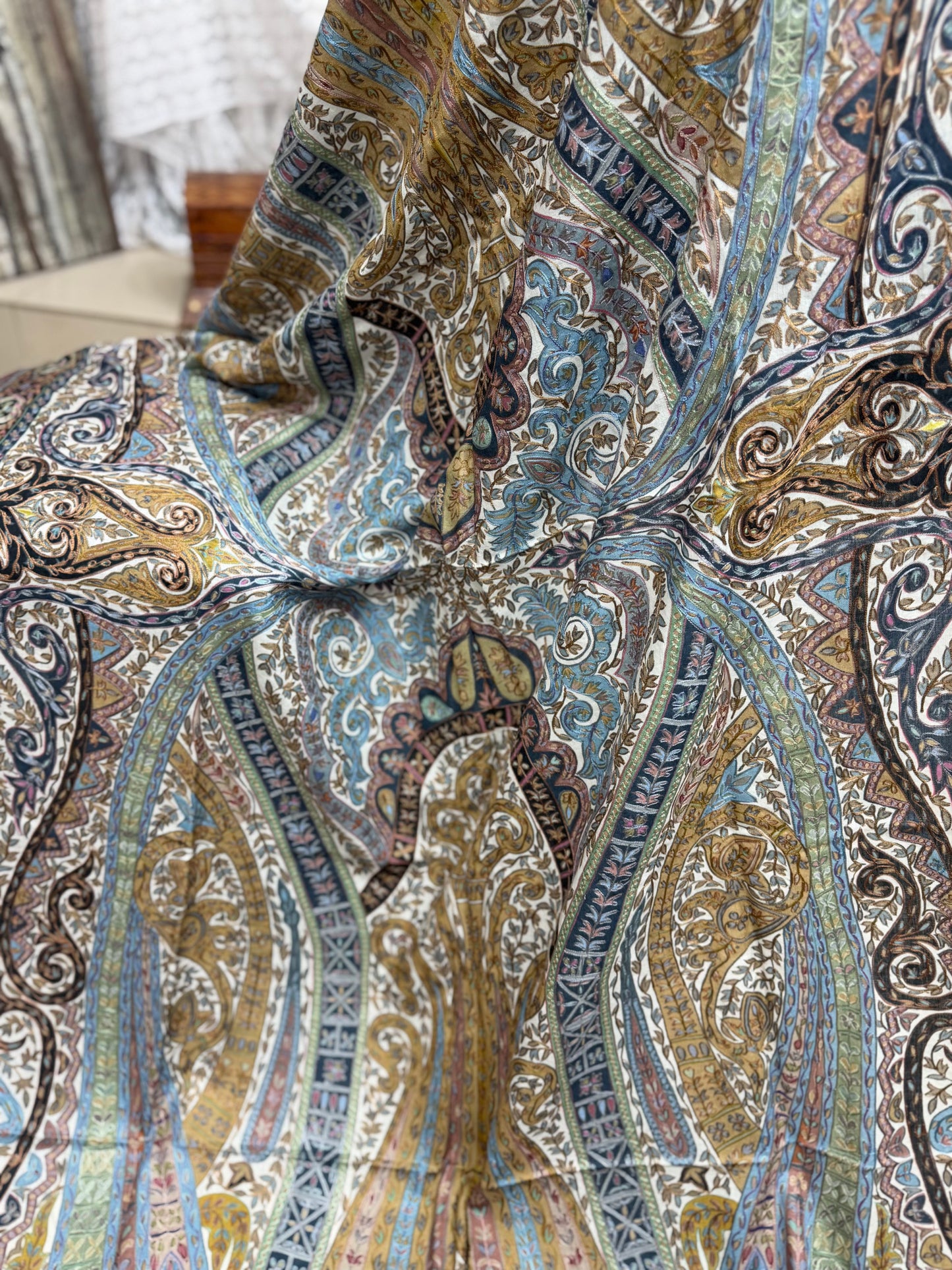 Qalamkar Shawl on Toosh Base | Made in Kashmir Multicolor Floral Design | Q104