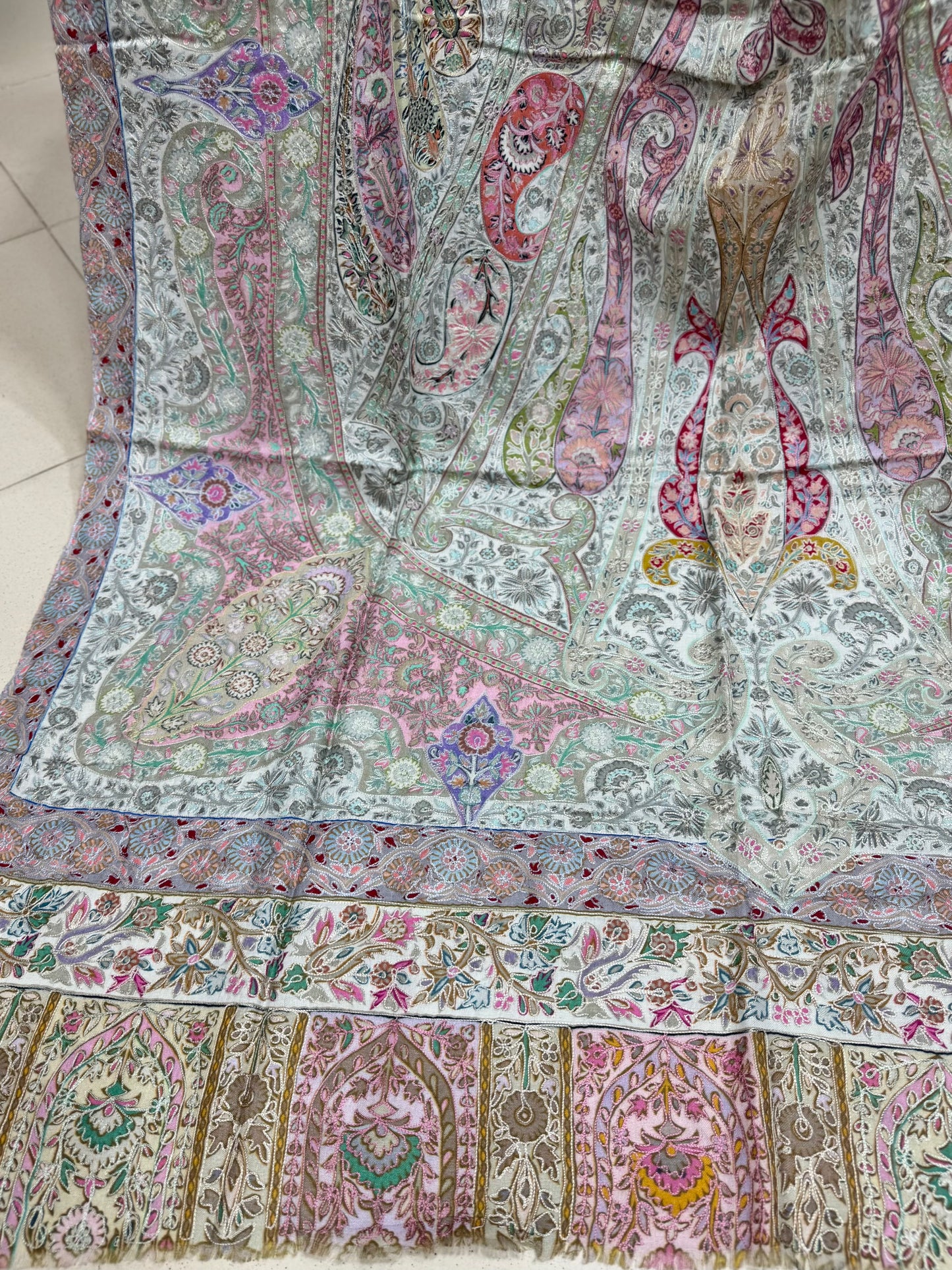 Qalamkar Shawl on Toosh Base | Made in Kashmir Multicolor Floral Design | Q103