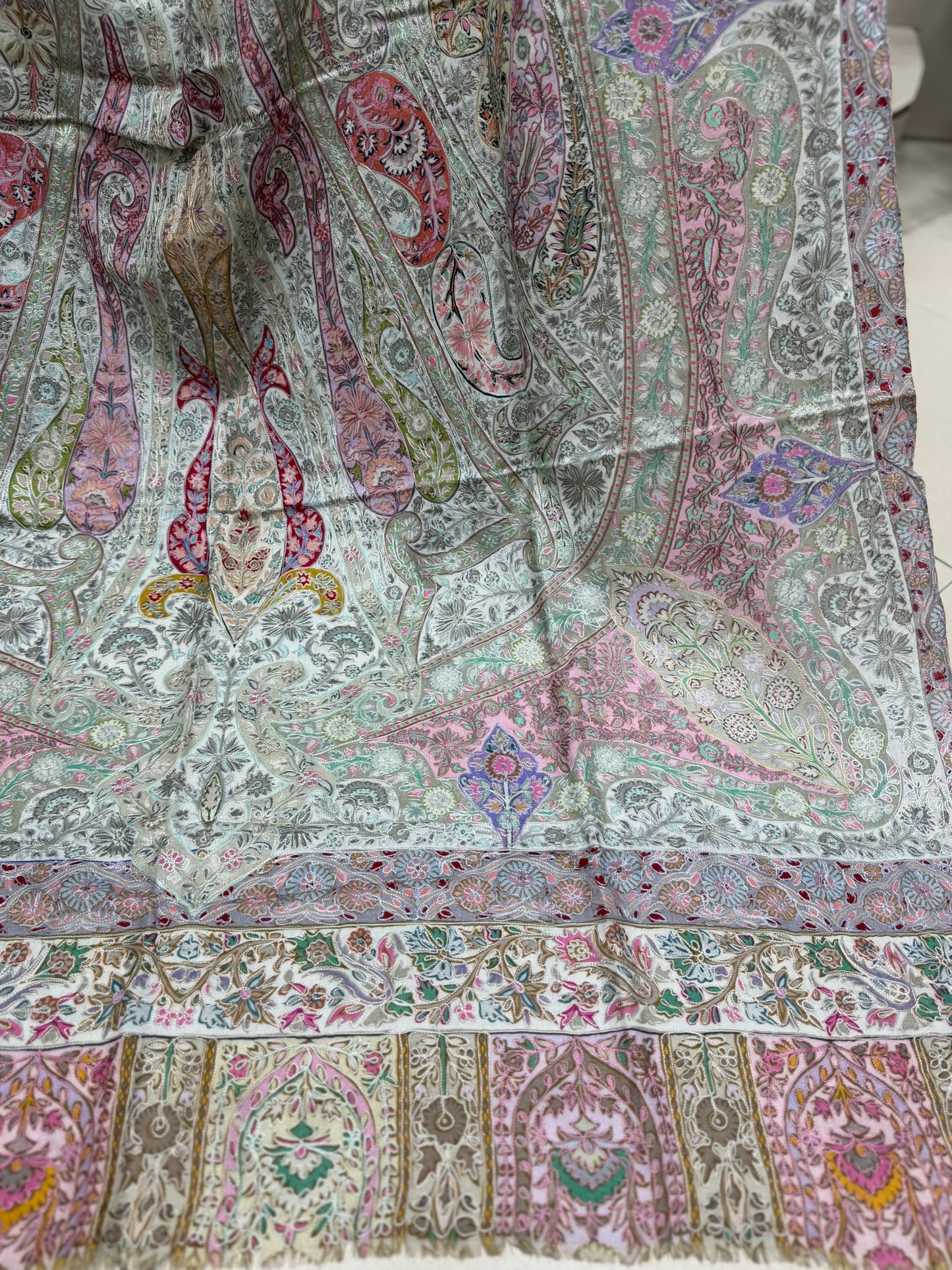 Qalamkar Shawl on Toosh Base | Made in Kashmir Multicolor Floral Design | Q103