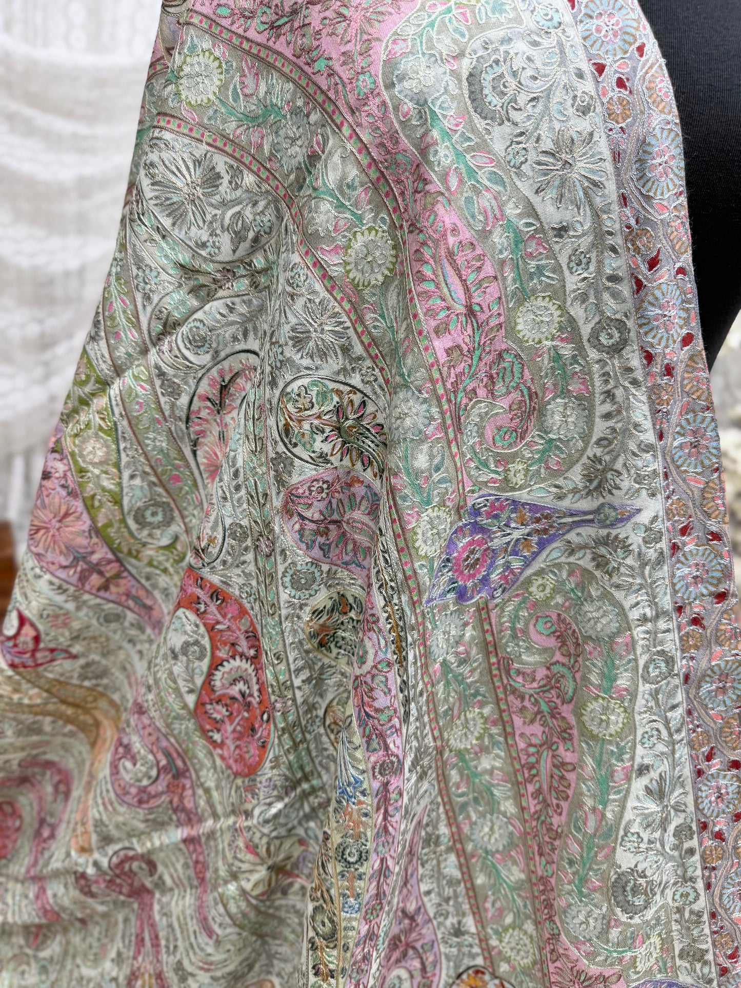 Qalamkar Shawl on Toosh Base | Made in Kashmir Multicolor Floral Design | Q103